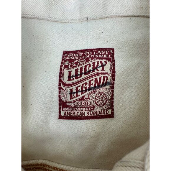 NWOT Lucky Brand Mens M Off-White Denim Industrial Jacket Casual Western *Read - Picture 5 of 12